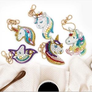 DIY Bedazzled Mystical Unicorns 🦄 Keychains Diamond Painting Set of 5pcs